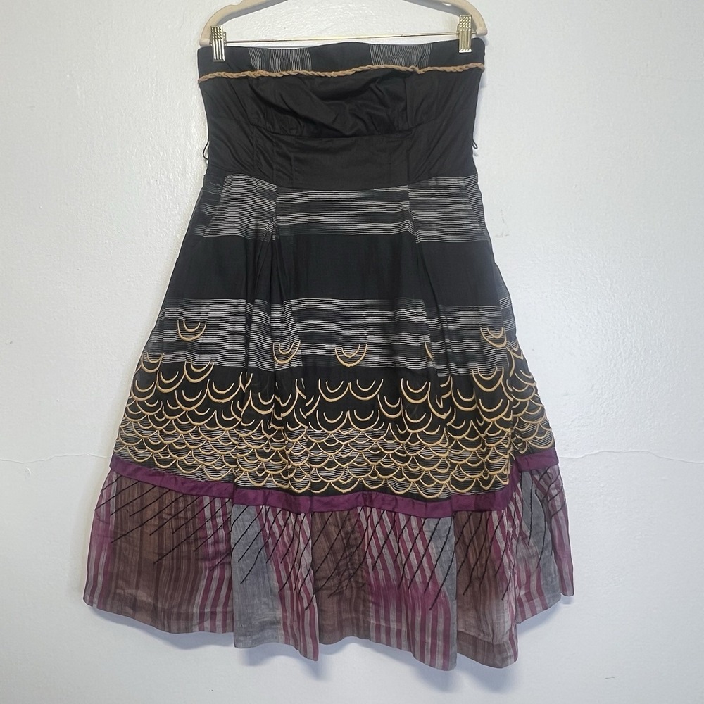 Anthropologie Floreat One Hundred Summits Strapless Dress Sz 8 Embroidered